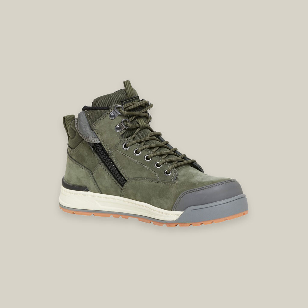 3056 LACE UP & SIDE ZIP STEEL TOE SAFETY BOOT - OLIVE