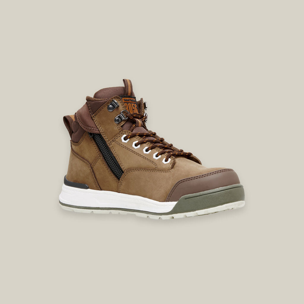 3056 LACE UP & SIDE ZIP STEEL TOE SAFETY BOOT - OAK