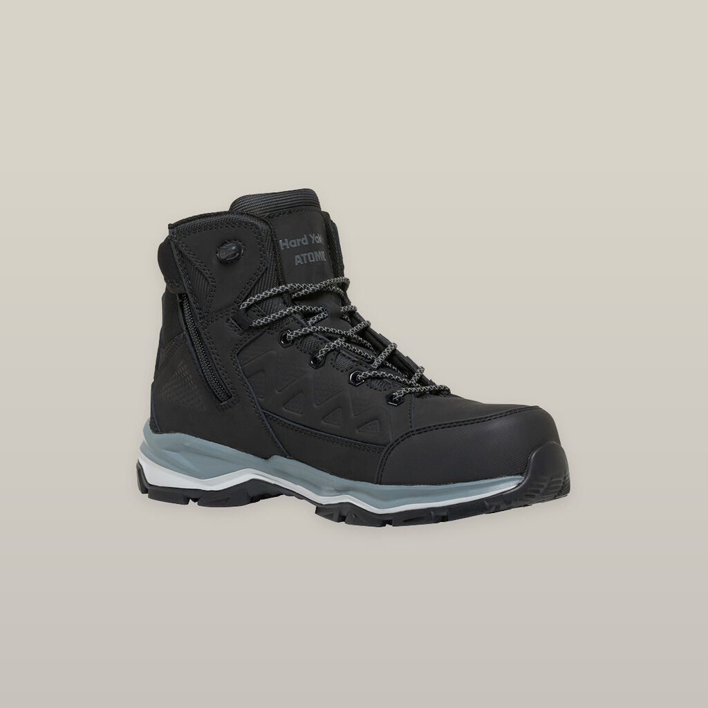 ATOMIC HYBRID LACE UP & SIDE ZIP SAFETY BOOT - BLACK