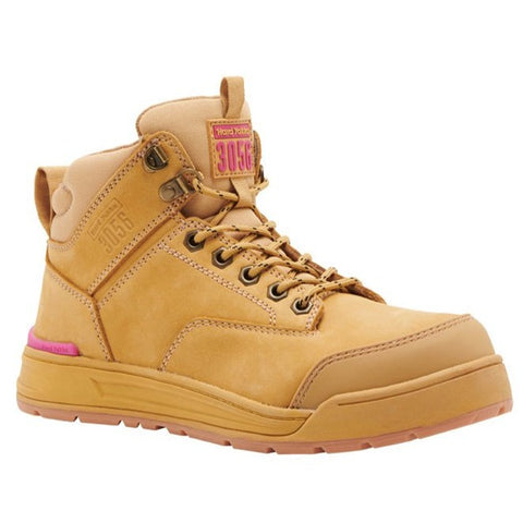 WOMEN'S 3056 LACE UP & SIDE ZIP SAFETY BOOT - WHEAT