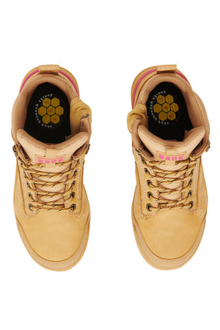 WOMEN'S 3056 LACE UP & SIDE ZIP SAFETY BOOT - WHEAT